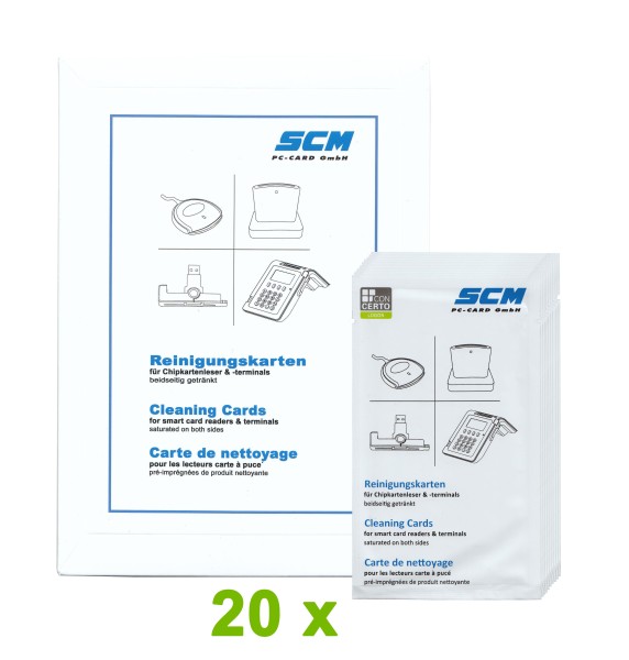 SCR Card Cleaning Kit 20er Pack - Reinigungskarten für Kartenleser / Chip Kartenleser