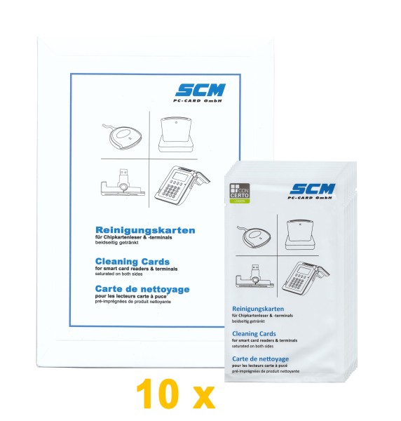 SCR Card Cleaning Kit 10er Pack - Reinigungskarten für Kartenleser / Chip Kartenleser